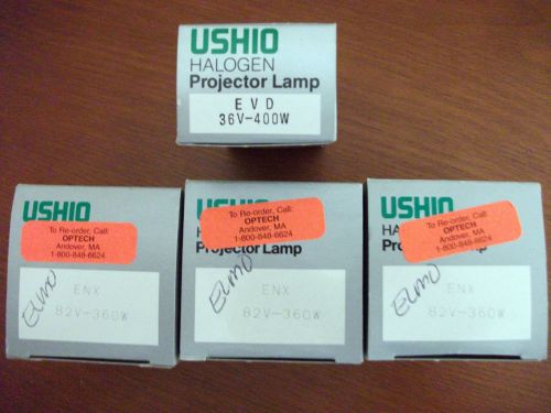 Lot 3 Ushio ENX 82v 360W Projector Lamps and Lot of 1 EVD 36v 400w Proj Lamp