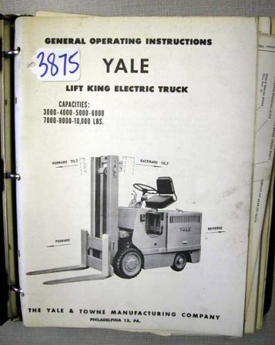 Yale Operation Instructions Lift King Electric Truck