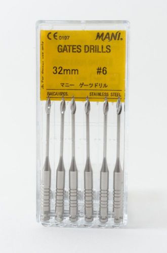 DENTAL ENDODONTIC GATES GLIDDEN DRILLS 32mm SIZE #6 6/PACK Endodontic Root Canal