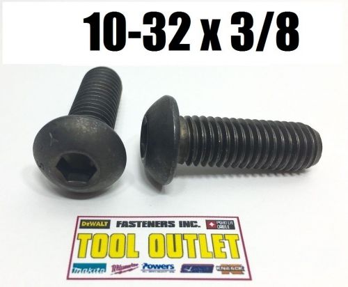(Qty 25) #10-32 x 3/8&#034; Button Head Cap Screw Black Oxide Coarse Socket