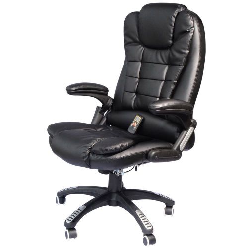 Executive Ergonomic Massage Chair Heated Vibrating Computer Office Desk Black