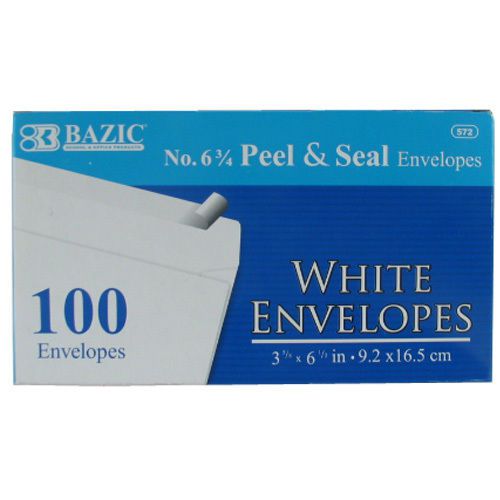 100 Peel and Self-Seal White Letter Mailing Envelopes Shipping 3-5/8” x 6-1/2”