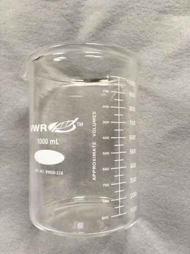 Vwr 1000 ml griffin glass beaker 89000-226 heavy duty low form double scale for sale