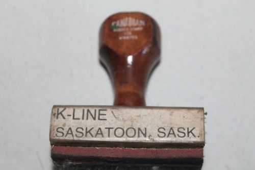 Vintage Rubber Stamp K-Line Saskatoon Sask Canadian Rubber Stamp Winnipeg