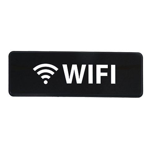 Winco SGN-330, Information Sign, &#034;WiFi&#034;, 3&#034; x 9&#034;, Black