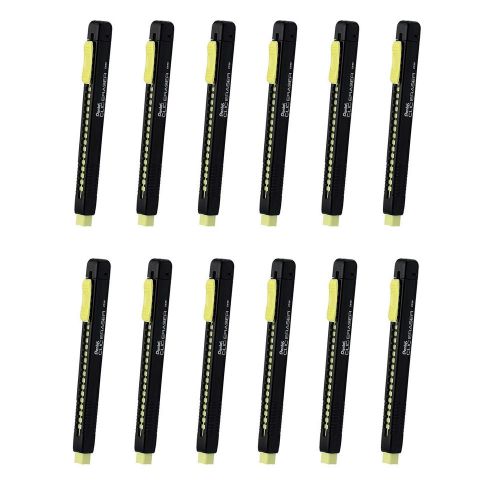 Pentel ZE80 CLIC Rectractable Eraser Pen (12pcs) - Black Barrel / Yellow Eraser
