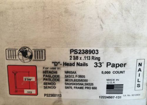 2 3/8&#034;x.113&#034; D head paper tape 32 boxes of 5,000 Nails
