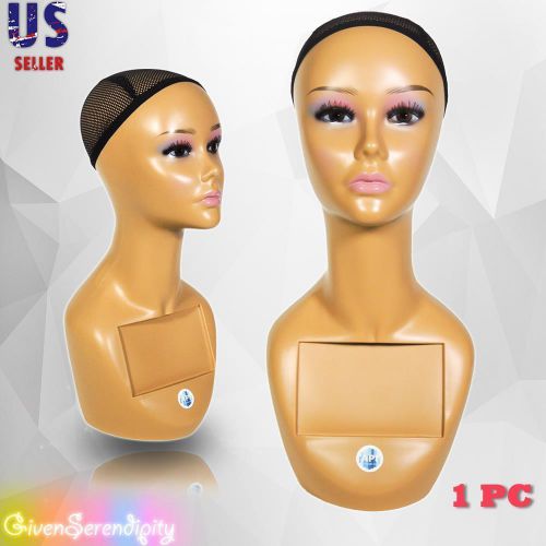 Realistic plastic female mannequin head lifesize display wig hat 18&#034; a1 for sale