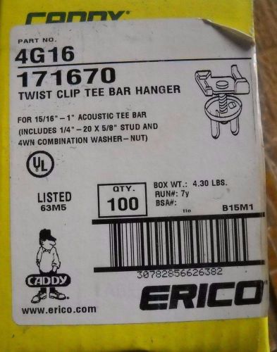 100 nib erico caddy 4g16 twist clip tee bar hanger for sale