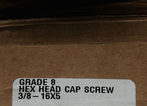 3/8-16 x 5&#034; Hex Head Zinc Plated Grade 8 Cap Screws ( Lot of 100) NEW