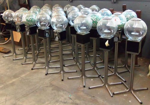 Lot of 28 a&amp;a 25 cent gumball (vending) machines w/stands plus extra globes for sale
