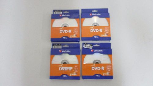 Verbatim DvD-R 4.7gb/16x/120min.. 10pack. lot of 4.  (LOT-CB148)