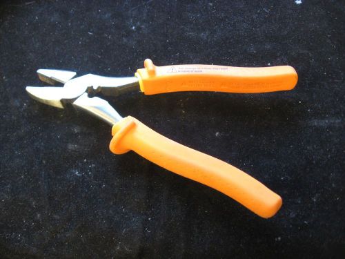 IDEAL 30-9430 10&#034; Electrician Lineman Side Cutting Orange Cushion Grip Pliers