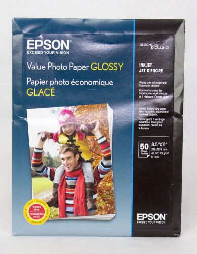 Epson - Value Glossy Photo 8.5&#034; x 11&#034; 50-Count Paper - Bright white S400031