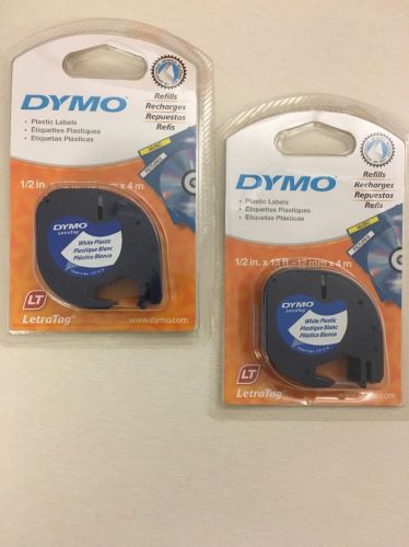 2PK LetraTag White Plastic LT Label Refill Tapes Dymo 91331 LetraTag 2-pack NEW