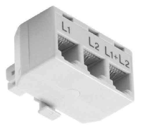 RJ11 Phone Line Splitter/Separator/Adaptor for 2 lines (1 Plug, 3 Sockets) White