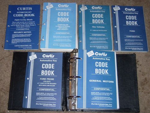 Lot 6 curtis automotive key code books + 120 hpc cutting specification cards for sale