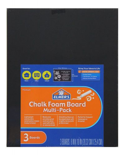 Elmer&#039;s Chalk Foam Boards 8 x 10 Inches Black 3-Count (950087)