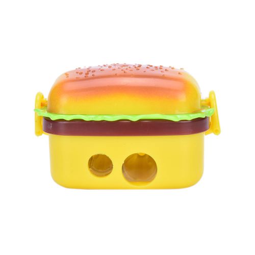 Stationery Hamburger Pencil Sharpener with Two Rubbers Eraser Student Kids hgbGD
