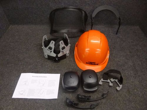 Elvex loggers safety helmet w/ face mask and ear muffs for sale