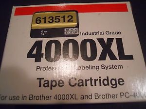 BROTHER 4000XL BLACK ON CLEAR 1/4&#034; (6 mm) LABEL TAPE