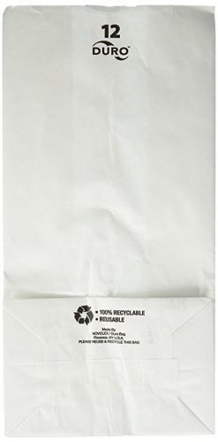 Duro Grocery Bag, White Paper, 12 lb Capacity, 7-1/16&#034;x4-1/2&#034;x13-3/4&#034; 500 ct, ID