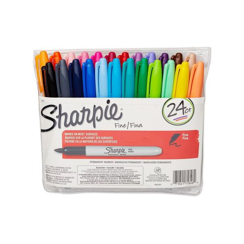 Sharpie permanent markers fine point assorted colors 24-count 24 pack for sale