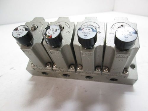 Smc pneumatics arm2000 regulators, 4-station w/ pressure gauges and manifold for sale