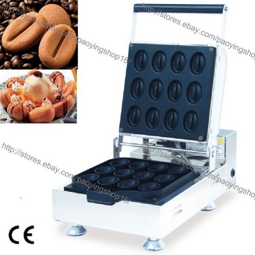 Commercial Nonstick Electric Coffee Bean Cake Waffle Maker Iron Baker Machine