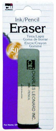 Charles Leonard Ink/Pencil Eraser Gray/White 1/Card (80795)