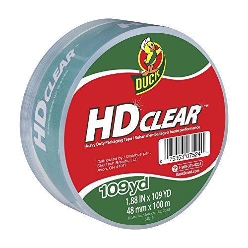 Duck Brand HD Clear High Performance Packaging Tape, 1.88-Inch x 109-Yard, Roll