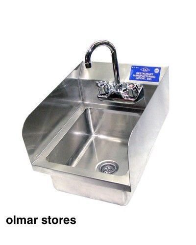 L&amp;J (WHS1212-5D-2) 12&#034; Wall Mount Hung Hand Sink With Sidesplash NSF