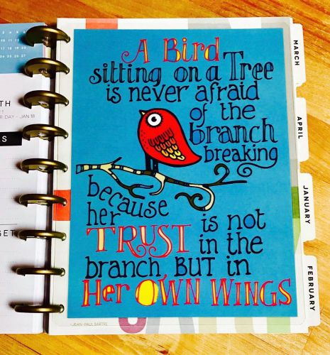 Bird Trust Quote Two Sided Dashboard Insert for use with Happy Planner