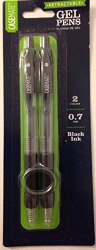 Case-Mate Retractable Gel Pens, Black Ink, 0.7 MM, Pack of 2