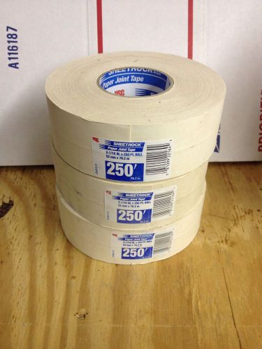 3 Rolls Of 2-1/16&#034; by 250&#039; Sheetrock Paper Joint Drywall Tape
