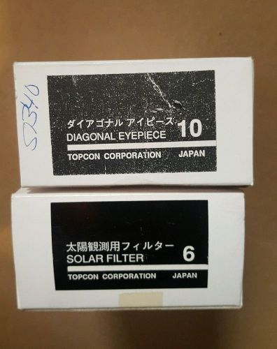 Genuine Topcon Lot Diagonal Eyepiece Model 10 &amp; Solar Filter Model 6 NOS
