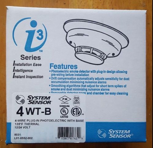SYSTEM SENSOR 4WT-B - 4 WIRE PHOTOELECTRIC SMOKE DETECTOR - BRAND NEW