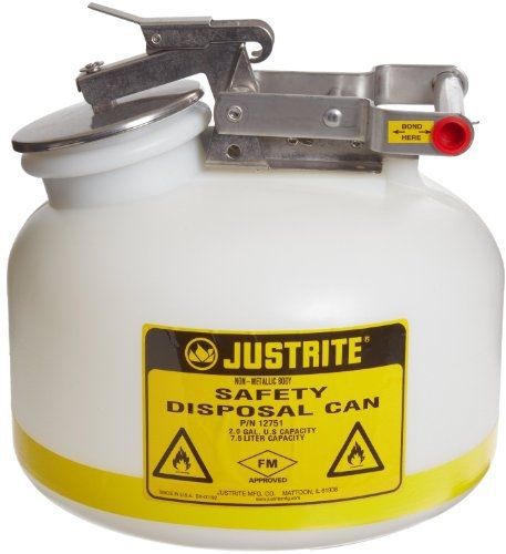 Justrite 12751 2 Gallon Capacity, 12.00&#034; O.D x 14.75&#034; H Size Laboratory Cans For