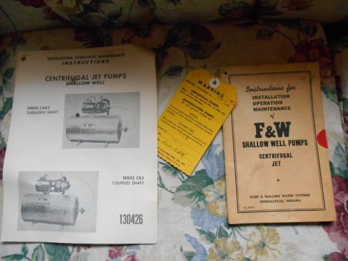 Vintage Shallow Well Jet Pump Manuals CA83 &amp; C83