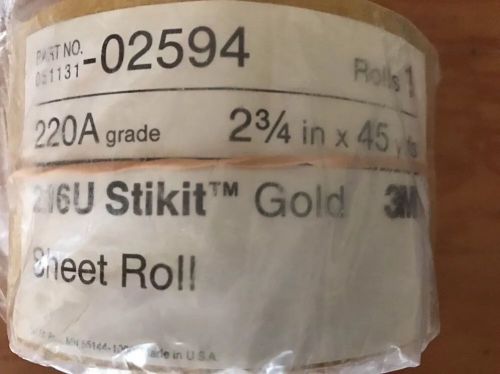 New 3M Stikit Gold 220A  2/34in X45 yds Sheet Roll Part #02594
