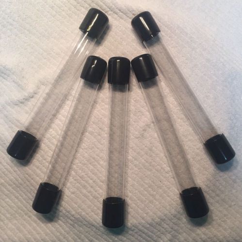 (5) 7/8&#034; o.d. x 7&#034; Long Clear Plastic Tubes w/ Pliable Vinyl Caps