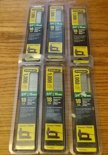 6 packs Stanley Bostitch SWK-BN075 - Pneumatic Brad Nails-3/4&#034; 18GA 19mm 1000