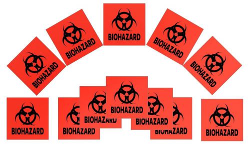12-pack 4-inch dot stickers - neon orange biohazard for sale