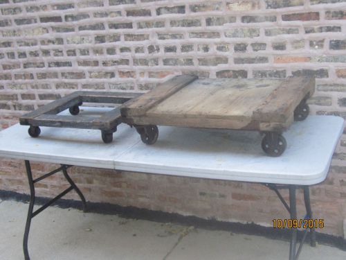 2 Vintage Wood Furniture Cart Heavy Duty Dolly