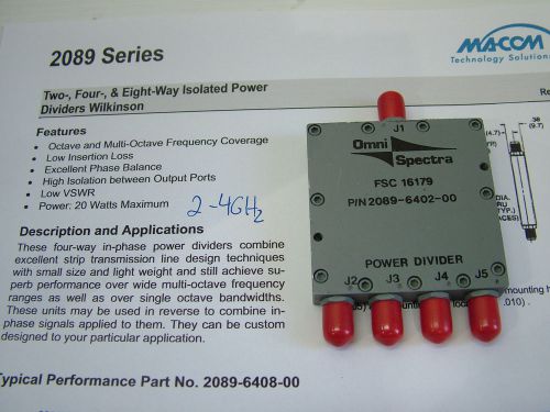 2 - 4GHz 4 way RF power divider splitter Omni 2089-6402-00