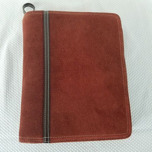 Franklin Covey Brown Nubuck Suede Day Planner Zippered 10&#034; X 8&#034;