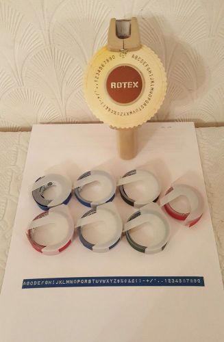 Vintage Rotex Cream Hand Held Label Maker with Tape Rolls