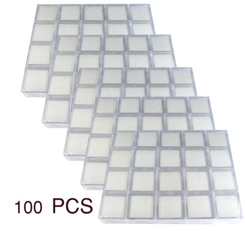 100 PCS OF CLEAR PLASTIC JAR BOX SIZE 3x3x2CM GEMSTONE DISPLAY SHOW CASE