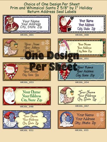 30 CUSTOMIZED Santa Claus Holiday Christmas Return Address Labels