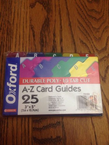 Oxford Durable Poly 1/5 Tab Cut A-Z Card Guides Multi-Colored 73153 New &amp; Sealed